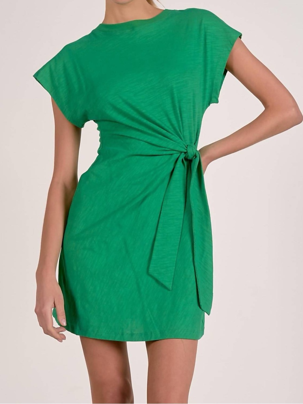 Elan Emerald Green Tie-Waist Mini Dress